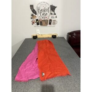 SOL ALPACA LONG BABY ALPACA BRUSHED SCARF FRINGED  Orange And Pink